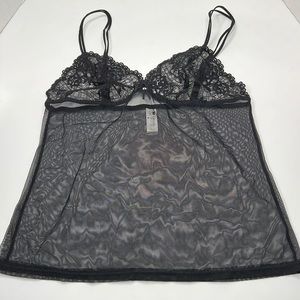 Wacoal black mesh lingerie cami size medium